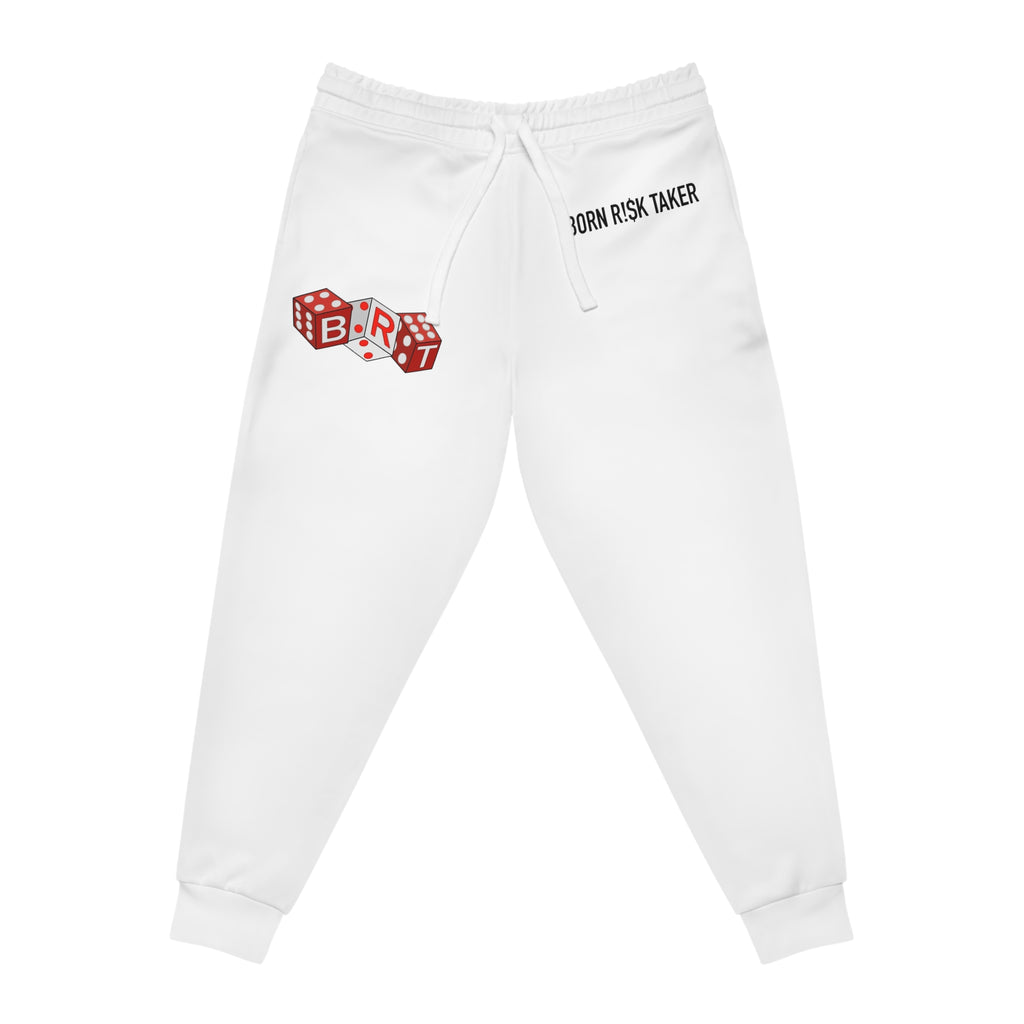 Born Risk Taker Dice Graphic Joggers — White Athletic Sweatpants