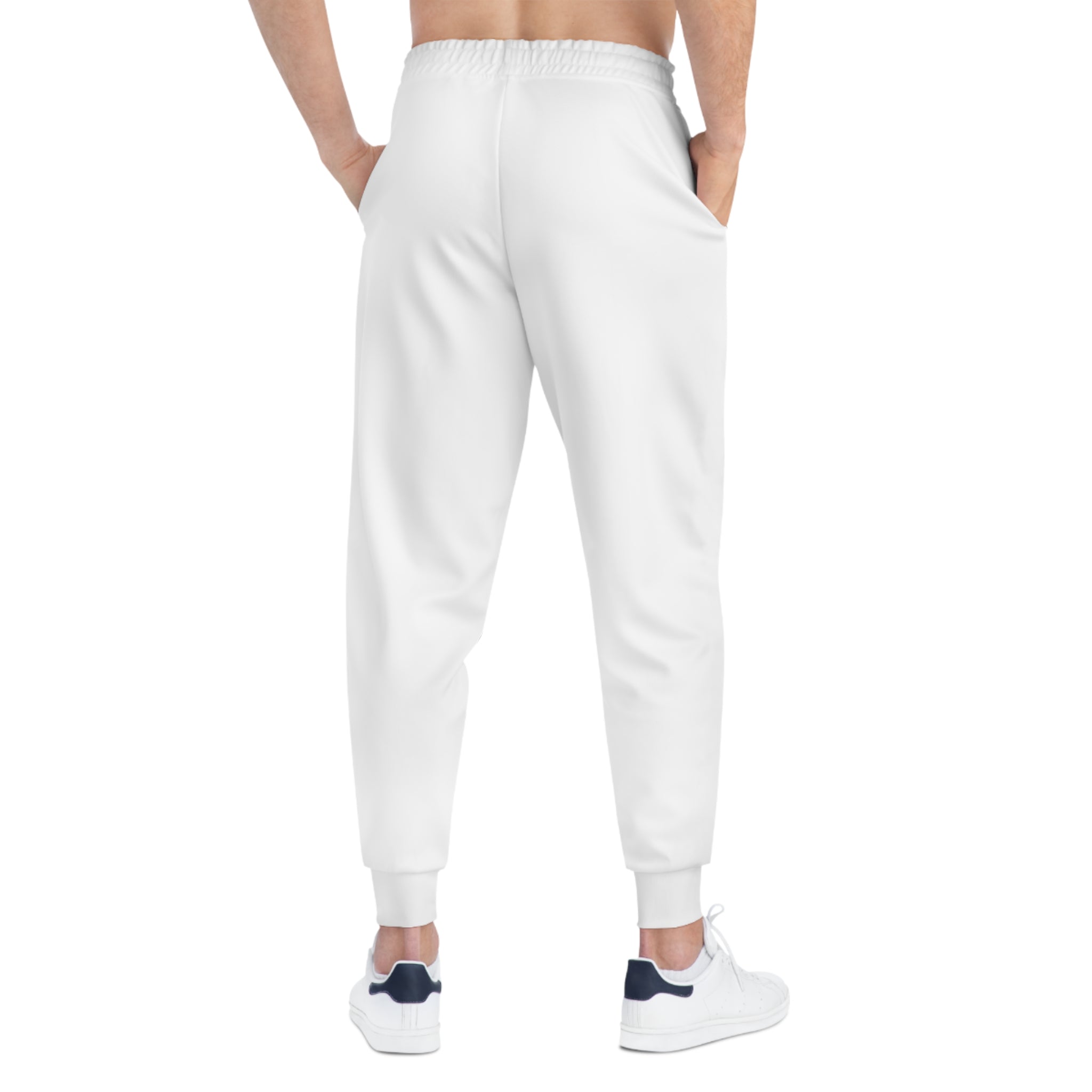 Born Risk Taker Dice Graphic Joggers — White Athletic Sweatpants